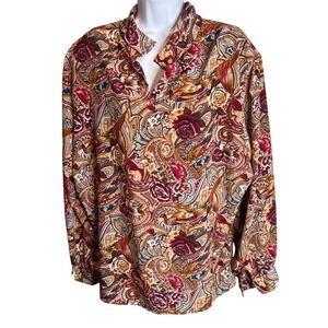 Vintage Helene St Marie Womens Paisley Floral Button‎ Up Blouse Sz 22 70's Vibes